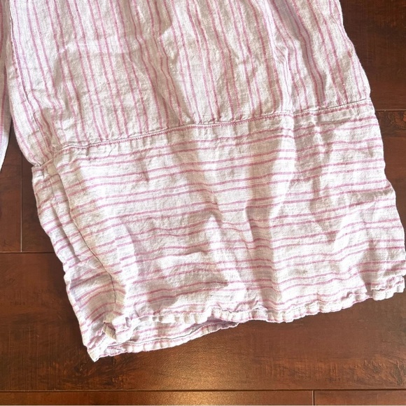 ANTHROPOLOGIE Elevenses Nantucket Ruffled Jumpsuit Striped Linen Size 12 - Picture 7 of 16